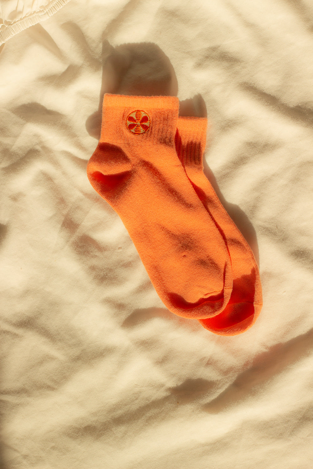 Orange Fruit Embroidered Socks - Sugar + Style