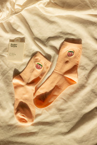 Peach Fruit Embroidered Socks - Sugar + Style