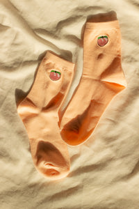 Peach Fruit Embroidered Socks - Sugar + Style