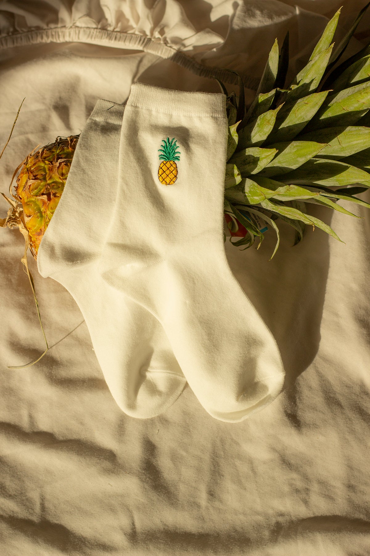 Pineapple Fruit Embroidered Socks - Sugar + Style
