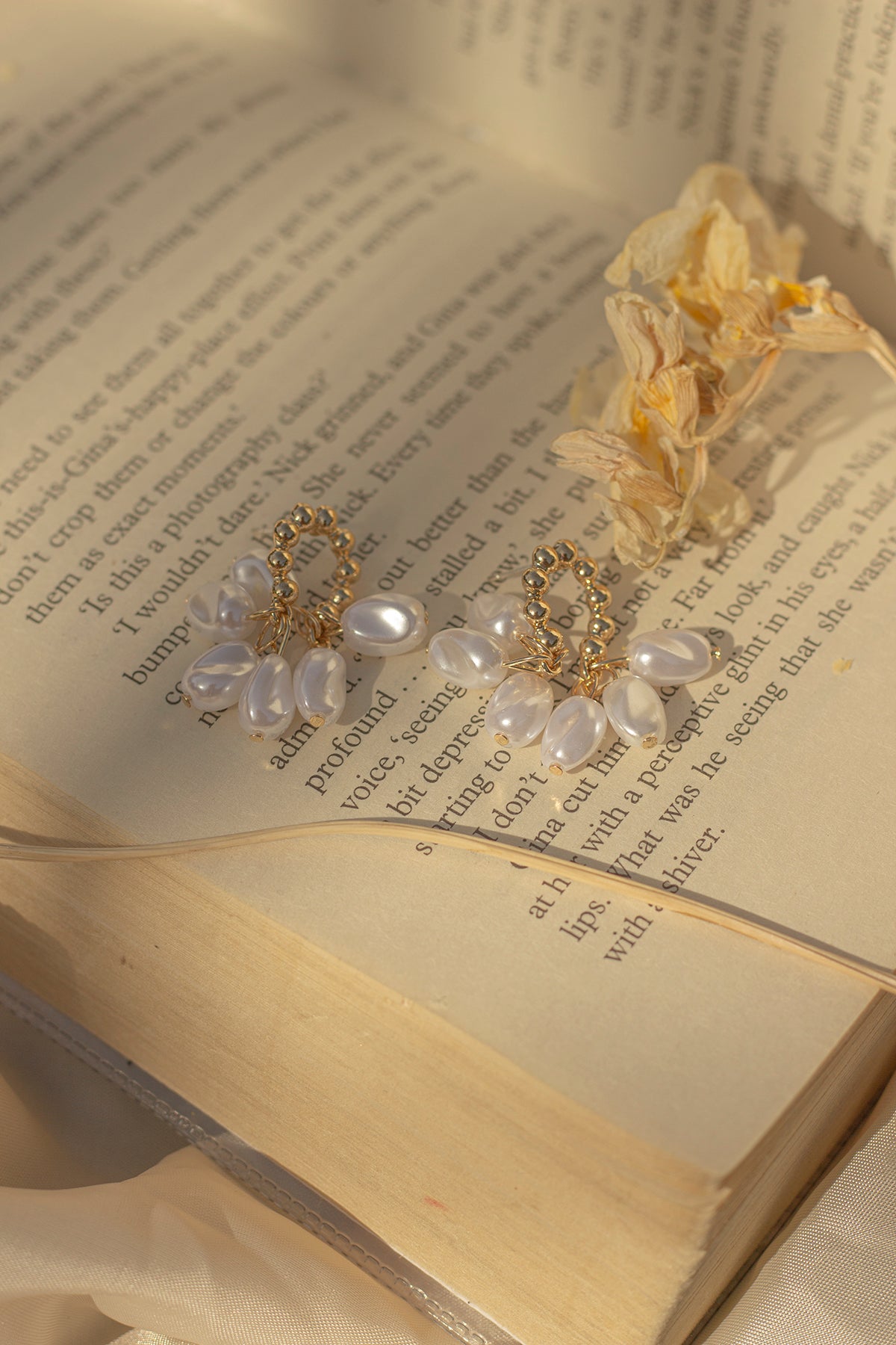 Gold Loop Pearl Cluster Earrings - Sugar + Style