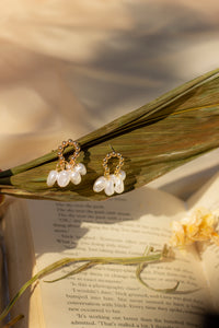 Gold Loop Pearl Cluster Earrings - Sugar + Style