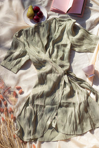 Shimmer Short Sleeve Wrap Dress - Sugar + Style
