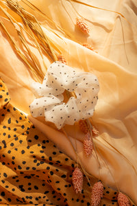Polka Dot Silk Feel Scrunchie - Sugar + Style
