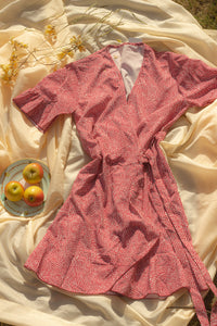 Short Sleeve Spotty Wrap Mini Dress - Sugar + Style