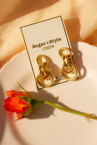 Chain Hoop Matte Dangle Earrings - Sugar + Style