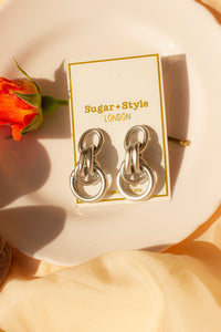 Chain Hoop Matte Dangle Earrings - Sugar + Style