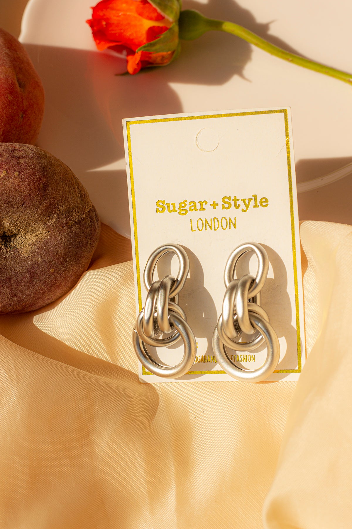 Chain Hoop Matte Dangle Earrings - Sugar + Style
