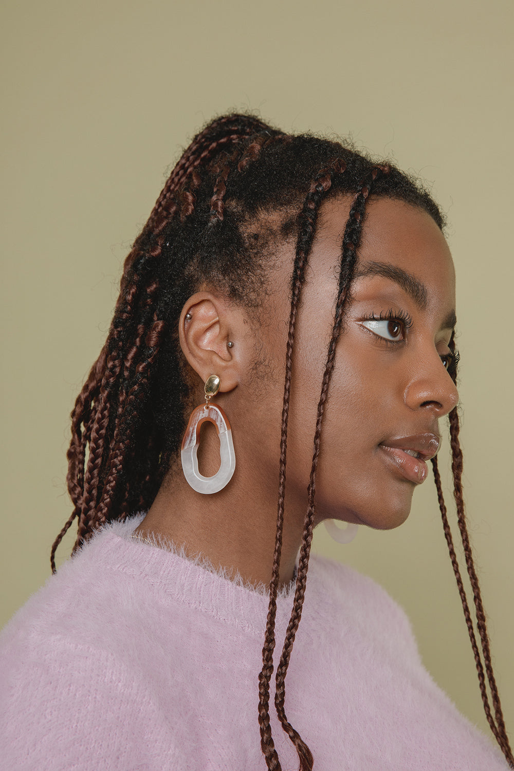 Brown Split Tone Marble Wibble Cut Out Drop Earrings - Sugar + Style