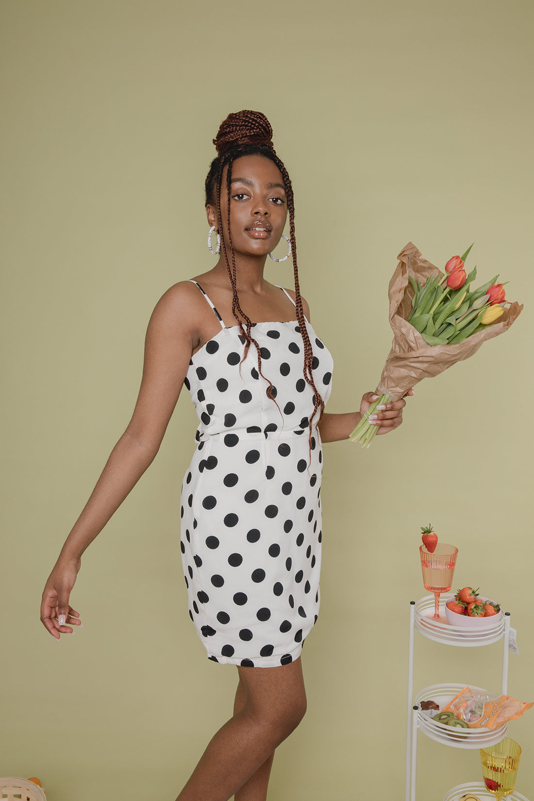 Polka Dot Tie Back Slip Mini Dress - Sugar + Style