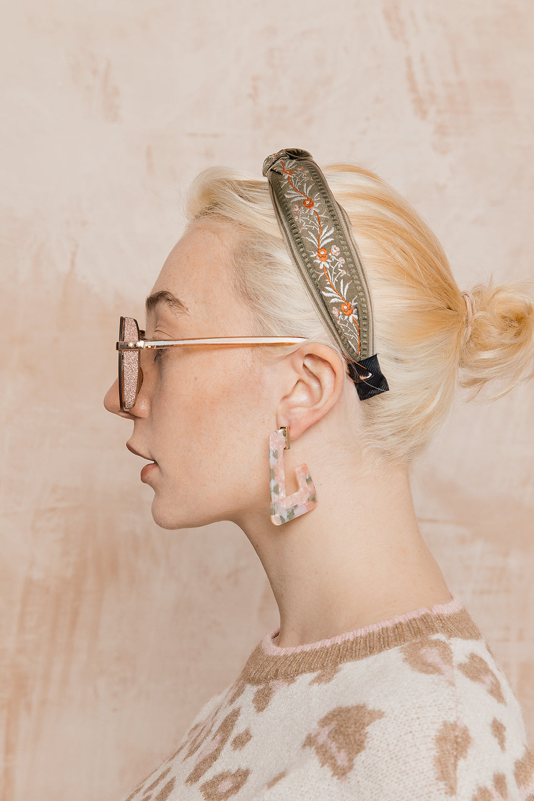 Floral Embroidered Ribbon Headband - Sugar + Style