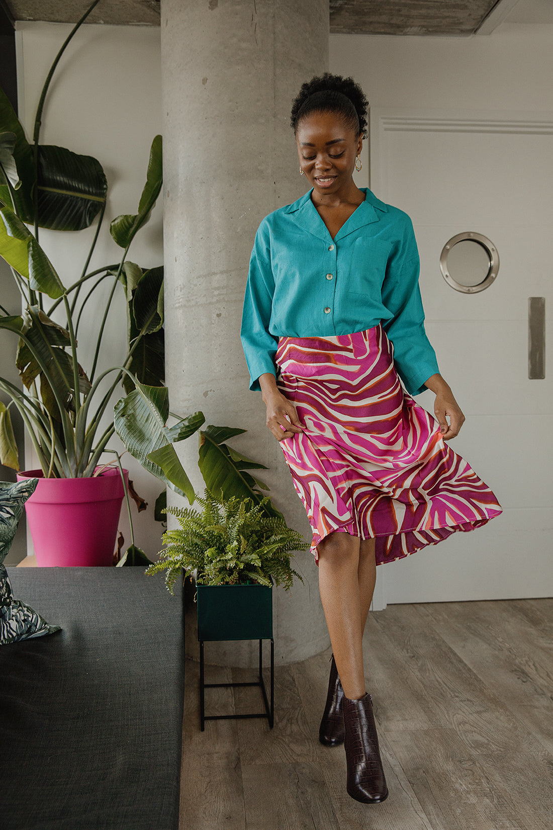 Zebra Print Satin Slip Skirt Sugar Style