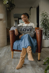 Horizontal Stripe Love Text Jumper - Sugar + Style
