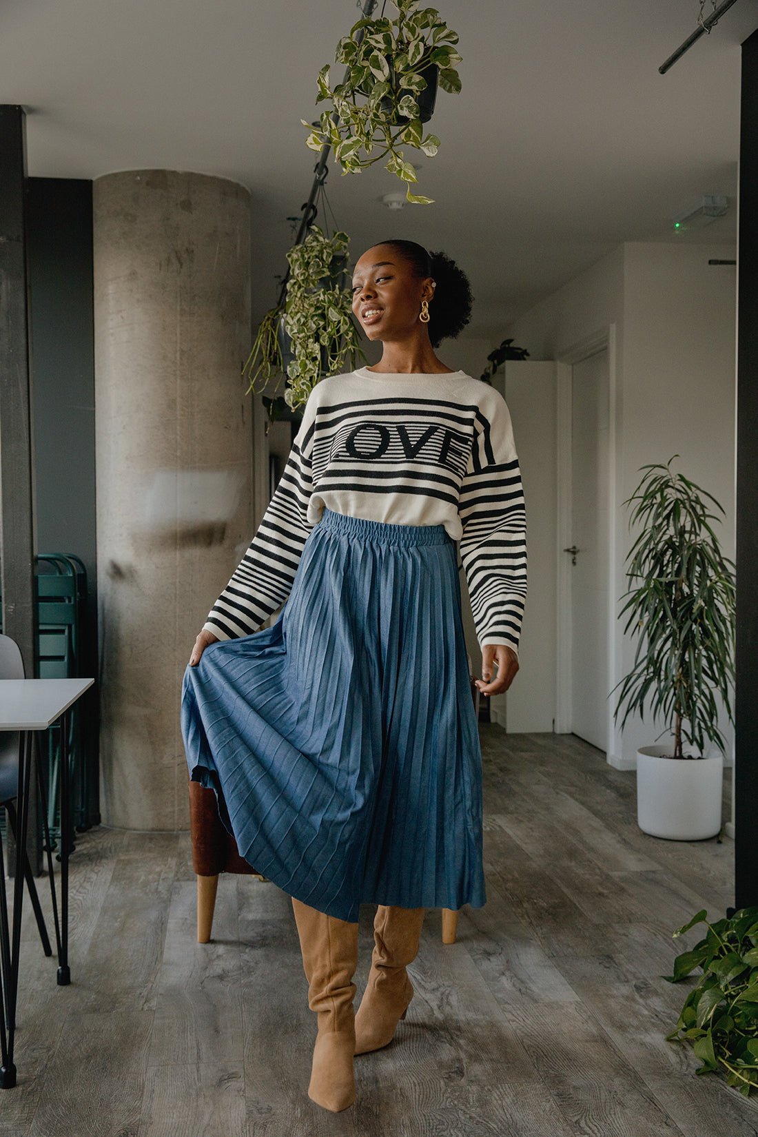 Horizontal Stripe Love Text Jumper - Sugar + Style