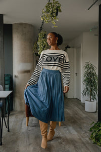 Horizontal Stripe Love Text Jumper - Sugar + Style