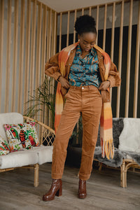 High Waisted Corduroy Riding Style Trousers - Sugar + Style