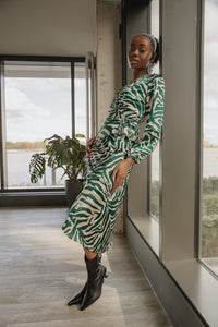 Zebra Print Wrap Long Sleeve Blouse - Sugar + Style