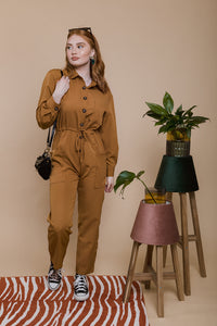 Button Front Utility Jumpsuit - Sugar + Style