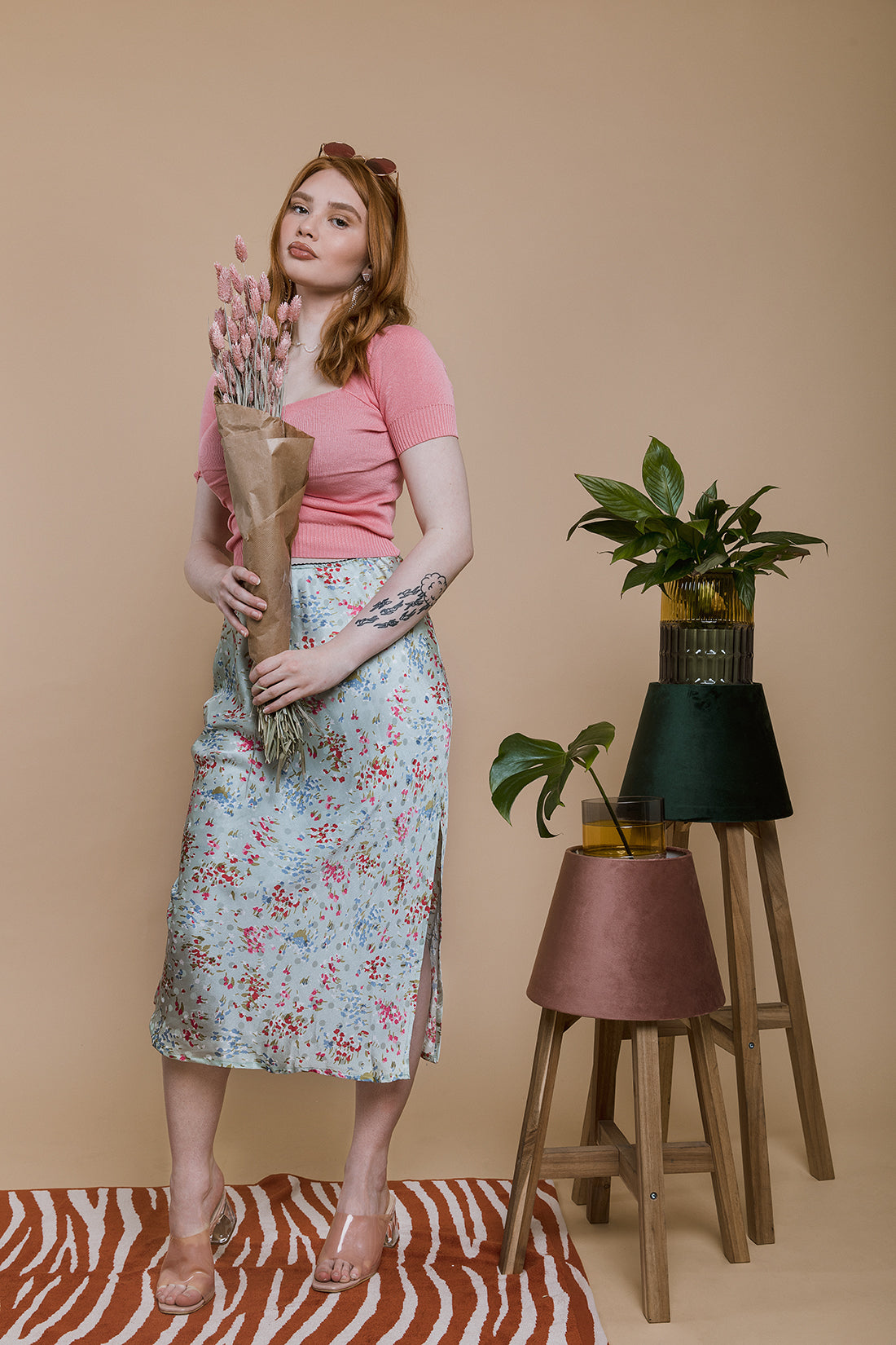 Floral Satin Slip Skirt - Sugar + Style