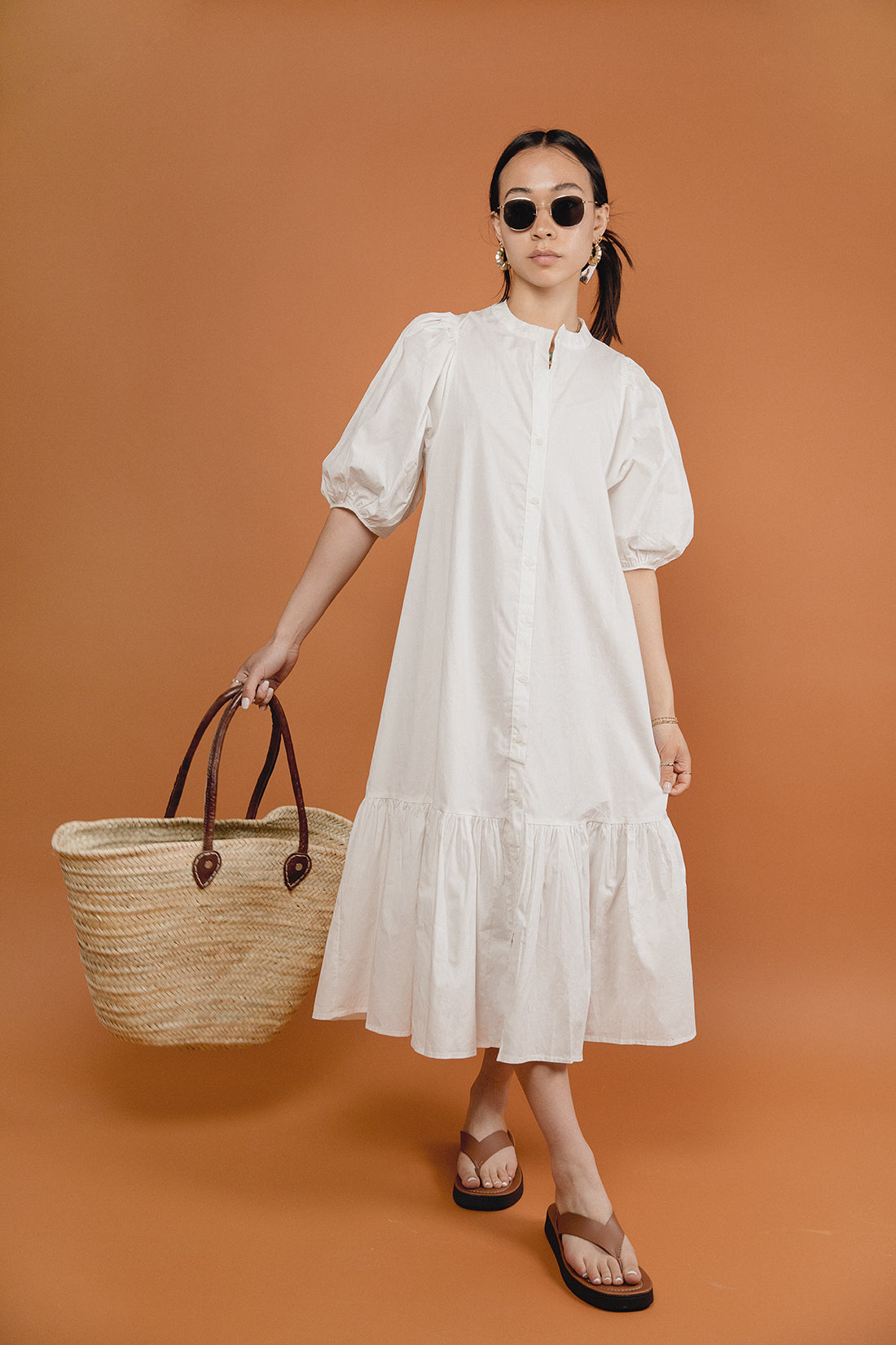 Puff sleeve button down sales dress