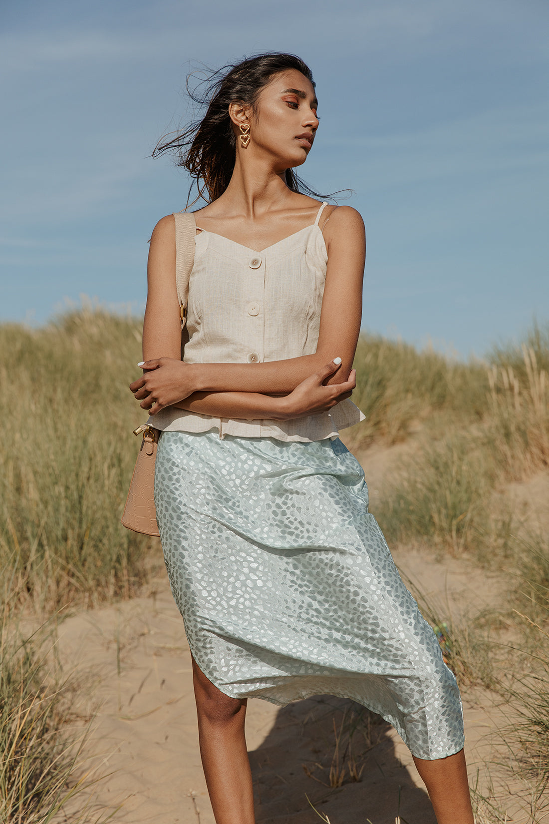 Satin Look Wrap Skirt with Subtle Animal Print - Sugar + Style