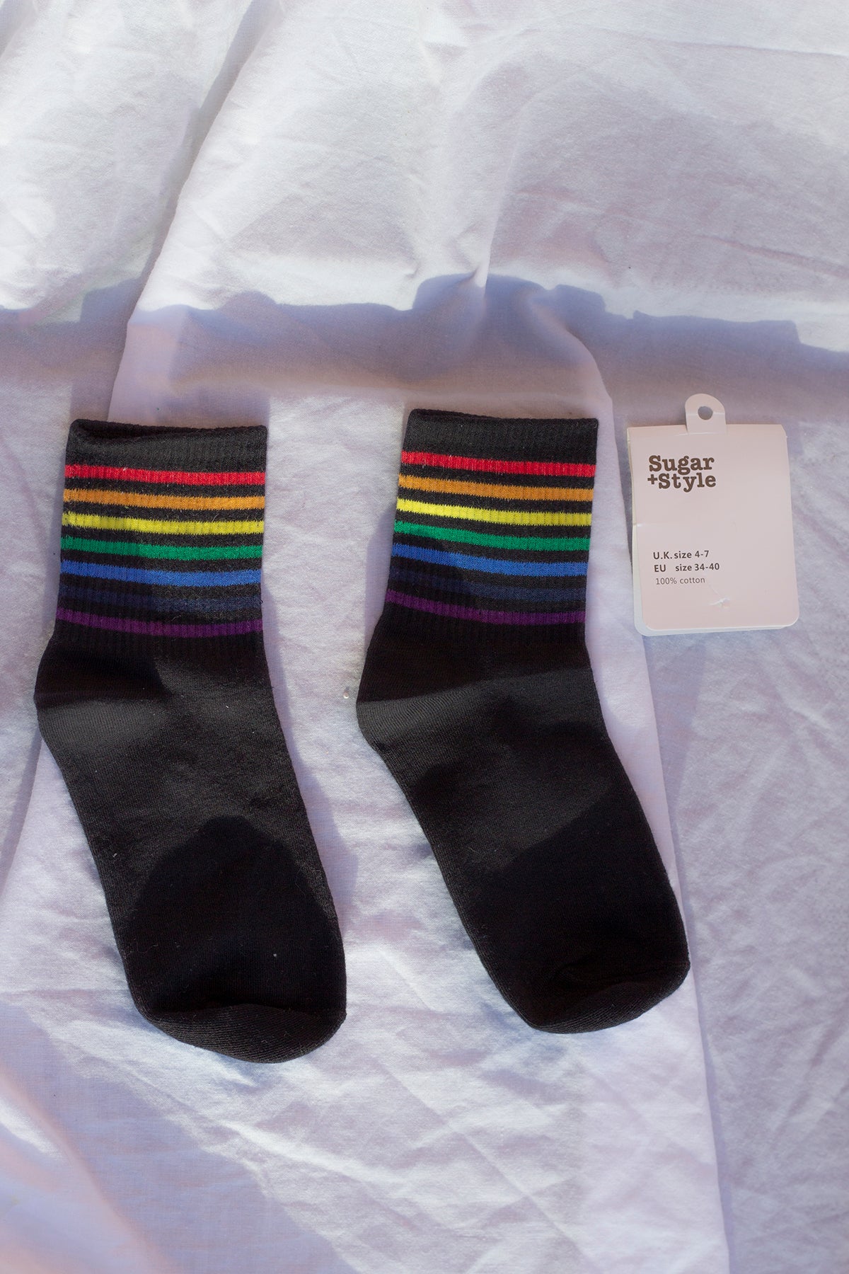 Thin Rainbow Stripe Top Socks - Sugar + Style