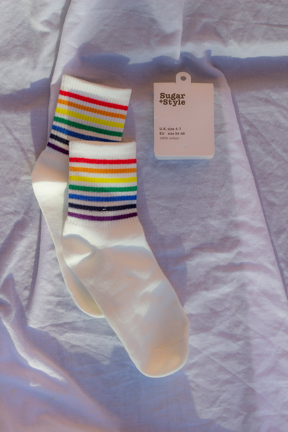 Thin Rainbow Stripe Top Socks - Sugar + Style