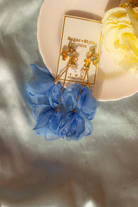 Flower Dangle Organza Statement Earrings - Sugar + Style