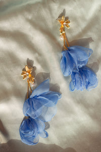 Flower Dangle Organza Statement Earrings - Sugar + Style