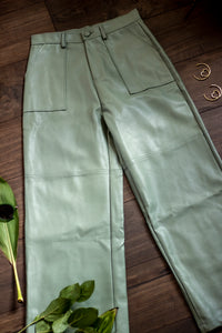 Wide Leg Vegan Leather Pants - Sugar + Style