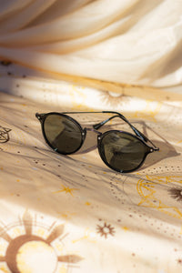 Round Frame Engraved Bar Sunglasses - Sugar + Style