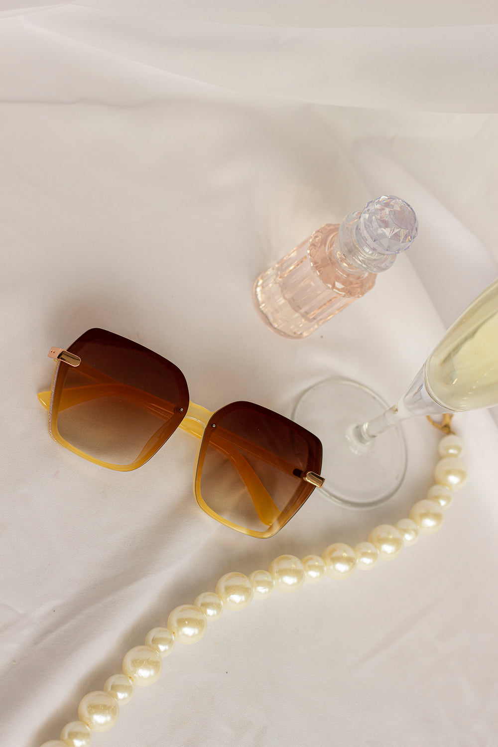 Front Lens Glitter Detail Hexagonal Sunglasses - Sugar + Style