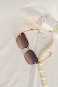 Front Lens Glitter Detail Hexagonal Sunglasses - Sugar + Style