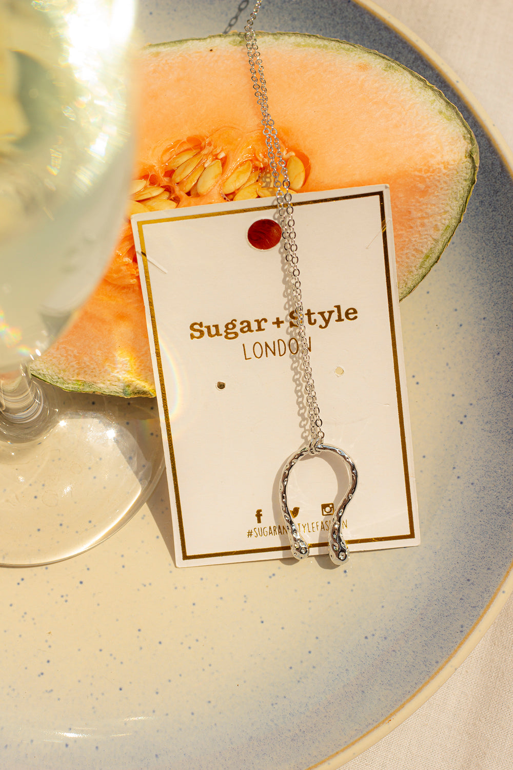 Silver Long Wish Bone Necklace - Sugar + Style