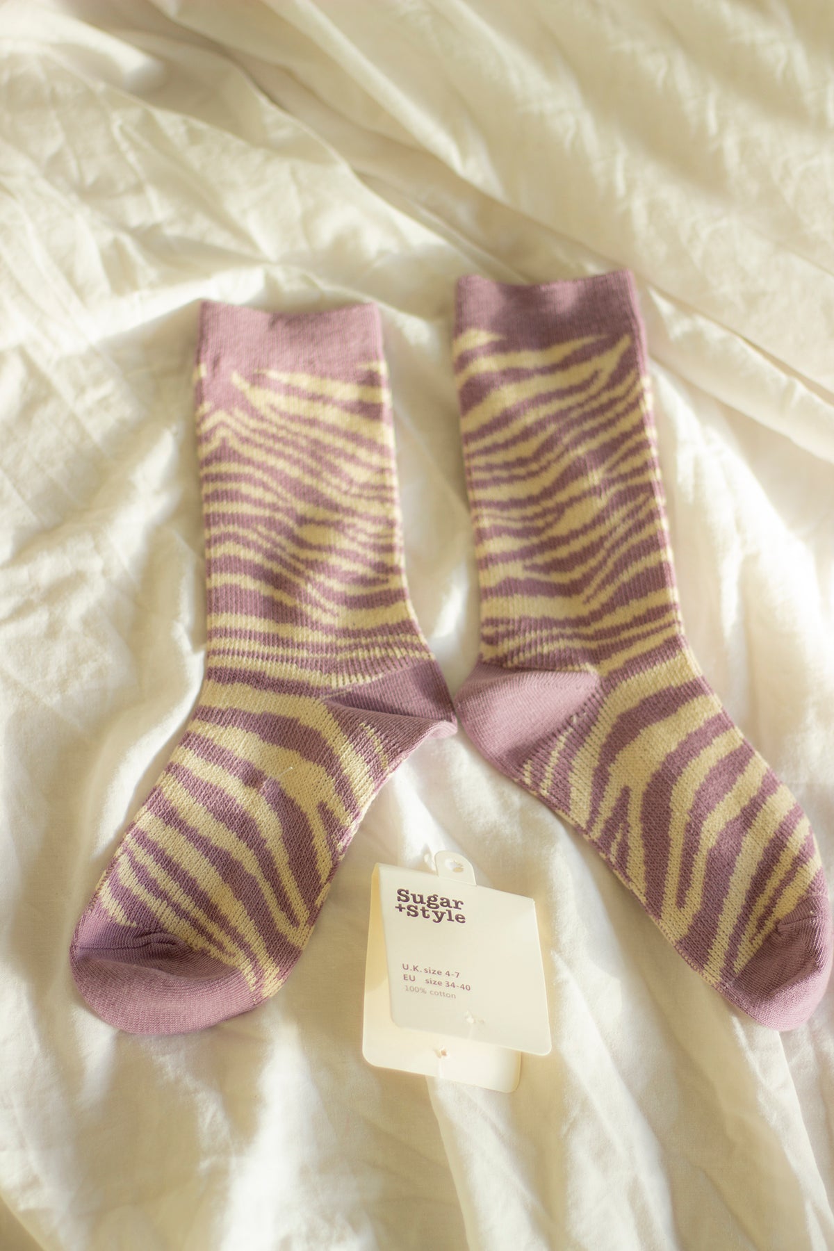 Purple Zebra Print Socks - Sugar + Style