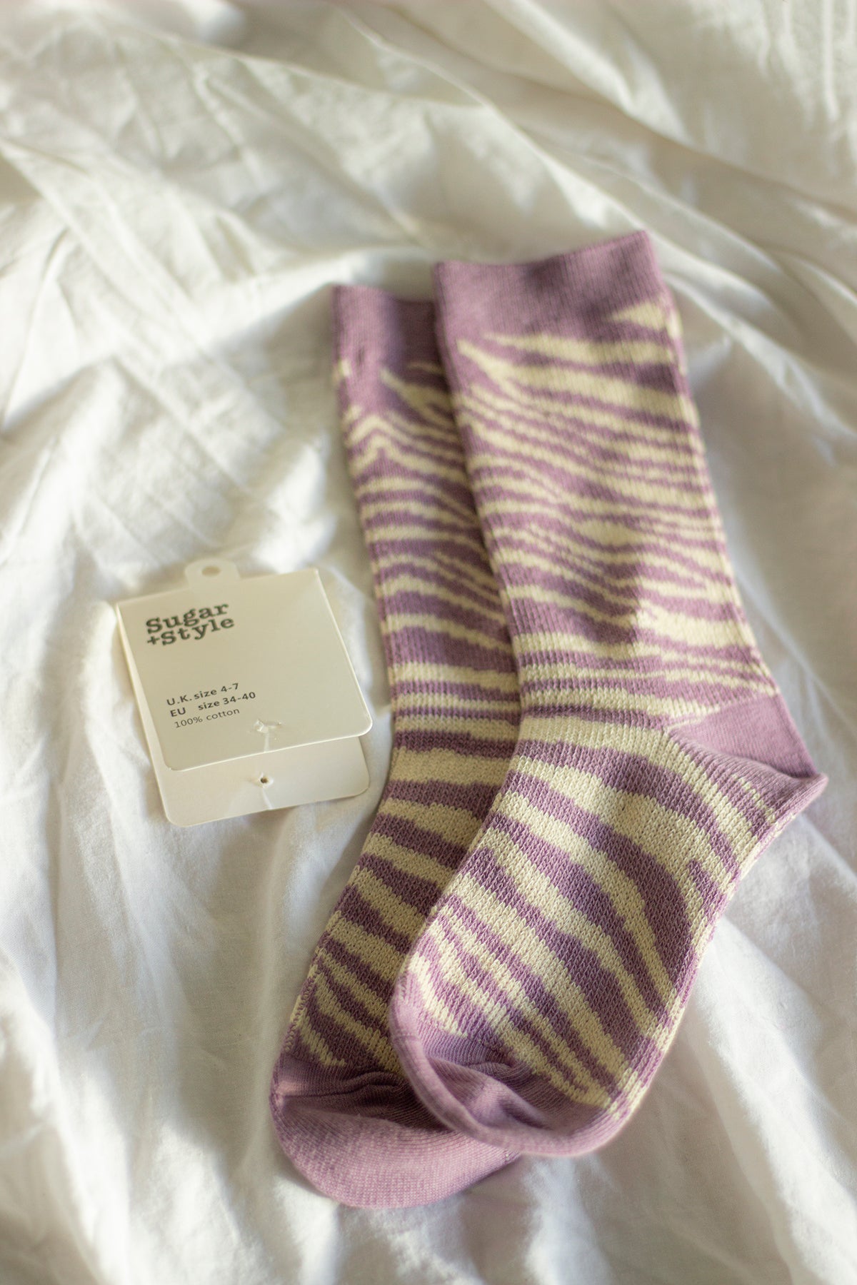 Purple Zebra Print Socks - Sugar + Style