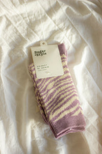 Purple Zebra Print Socks - Sugar + Style